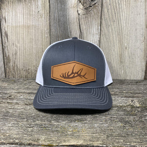 The Big Elk Rack Hat Leather Patch Hats Hells Canyon Designs Charcoal/White