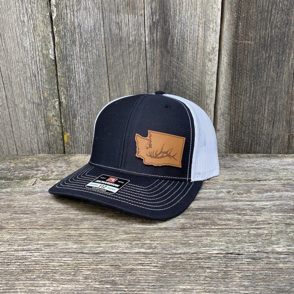 Washington Elk Patch Hat Richardson 112 Leather Patch Hats Hells Canyon Designs Black/White