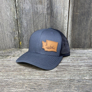 Washington Elk Patch Hat Richardson 112 Leather Patch Hats Hells Canyon Designs Charcoal/Black