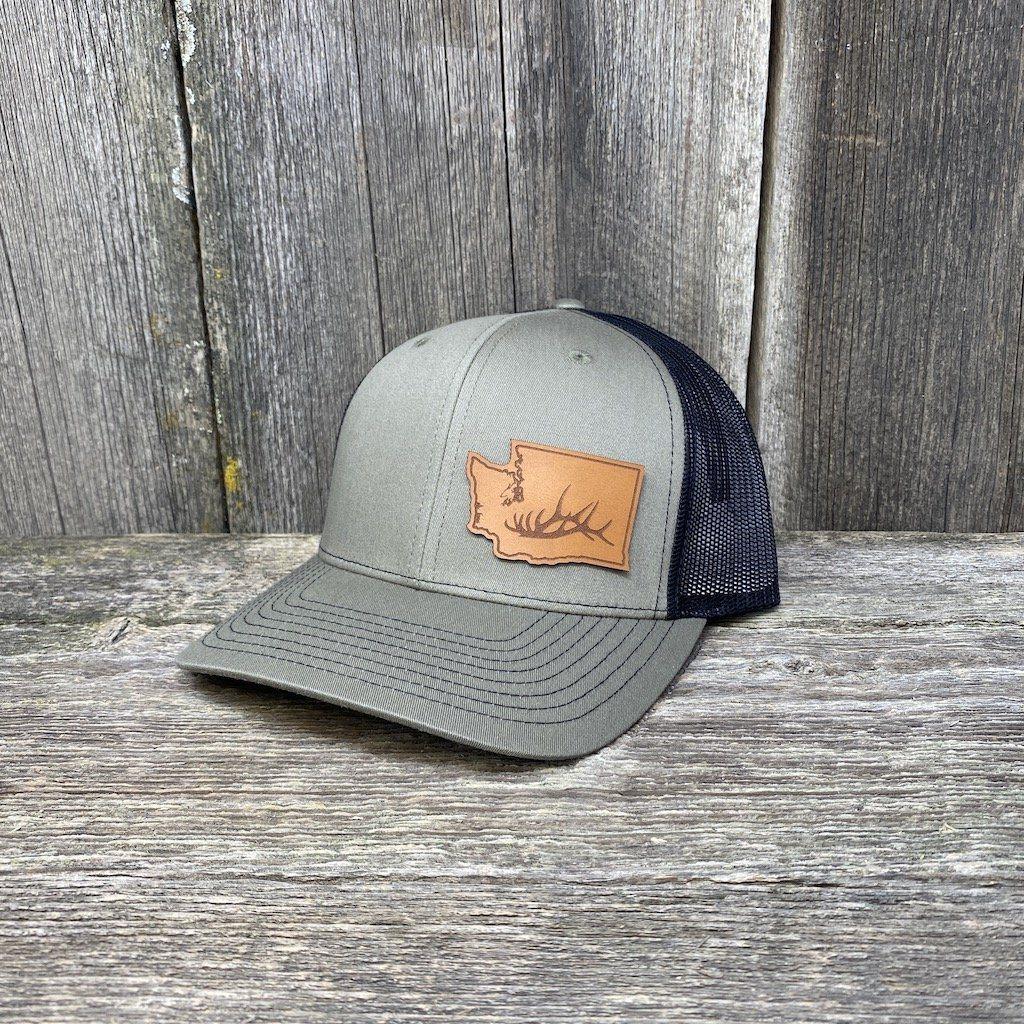 Washington Elk Patch Hat Richardson 112 Leather Patch Hats Hells Canyon Designs Loden/Black