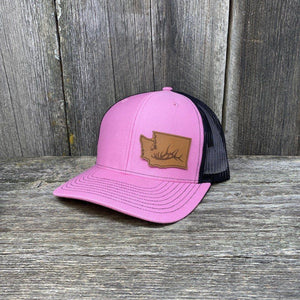 Washington Elk Patch Hat Richardson 112 Leather Patch Hats Hells Canyon Designs Pink/Black