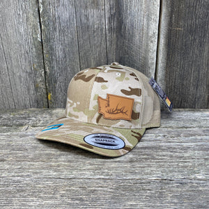 Washington Hat Elk Patch Hat Flex-Fit Leather Patch Hats Hells Canyon Designs Arid/Tan Multicam