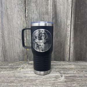 WHITETAIL DEER BLACK 20oz COFFEE MUG Tumbler Hells Canyon Designs