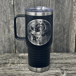 WHITETAIL DEER BLACK 20oz COFFEE MUG Tumbler Hells Canyon Designs