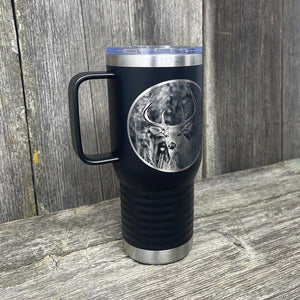 WHITETAIL DEER BLACK 20oz COFFEE MUG Tumbler Hells Canyon Designs