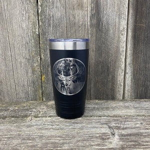 WHITETAIL DEER BLACK 20oz ENGRAVED TUMBLER Tumbler Hells Canyon Designs