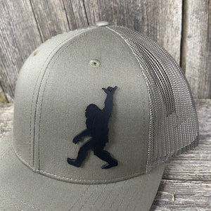 BIGFOOT SHAKA BLACK LEATHER PATCH HAT - RICHARDSON 112 Leather Patch Hats Hells Canyon Designs 