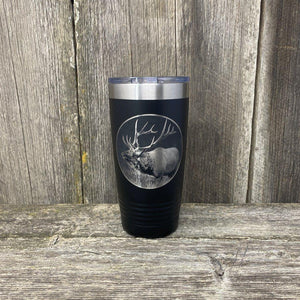 BUGLING ELK BLACK 20 OZ ENGRAVED TUMBLER Tumbler Hells Canyon Designs 