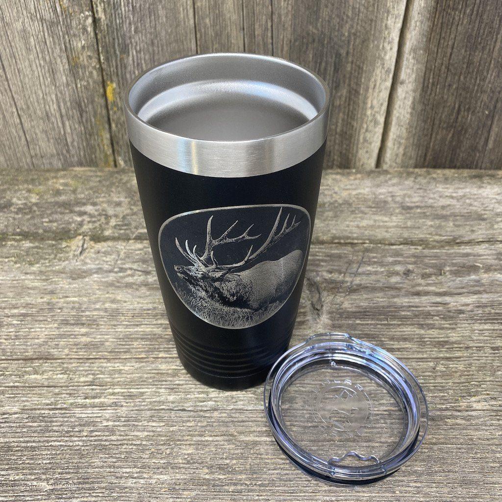 Bugling Elk Black 20 Oz Engraved Tumbler | Hells Canyon Designs