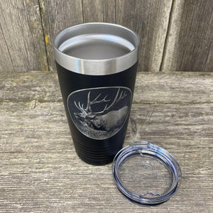 BUGLING ELK BLACK 20 OZ ENGRAVED TUMBLER Tumbler Hells Canyon Designs 