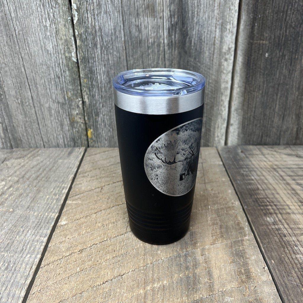 BULL MOOSE BLACK 20 OZ ENGRAVED TUMBLER Tumbler Hells Canyon Designs 