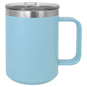 CAMP STYLE COFFEE CUPS 15 oz Coffee Mugs Hells Canyon Designs Light Blue 