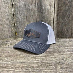 Copy of ELK SHED LEATHER PATCH HAT - RICHARDSON 112 Leather Patch Hats Hells Canyon Designs  # Charcoal/White