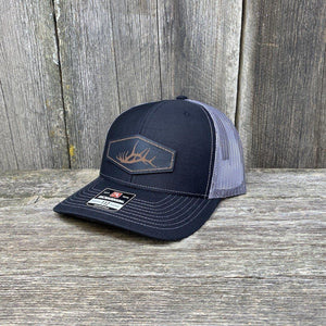 Copy of ELK SHED LEATHER PATCH HAT - RICHARDSON 112 Leather Patch Hats Hells Canyon Designs  # Black/Charcoal