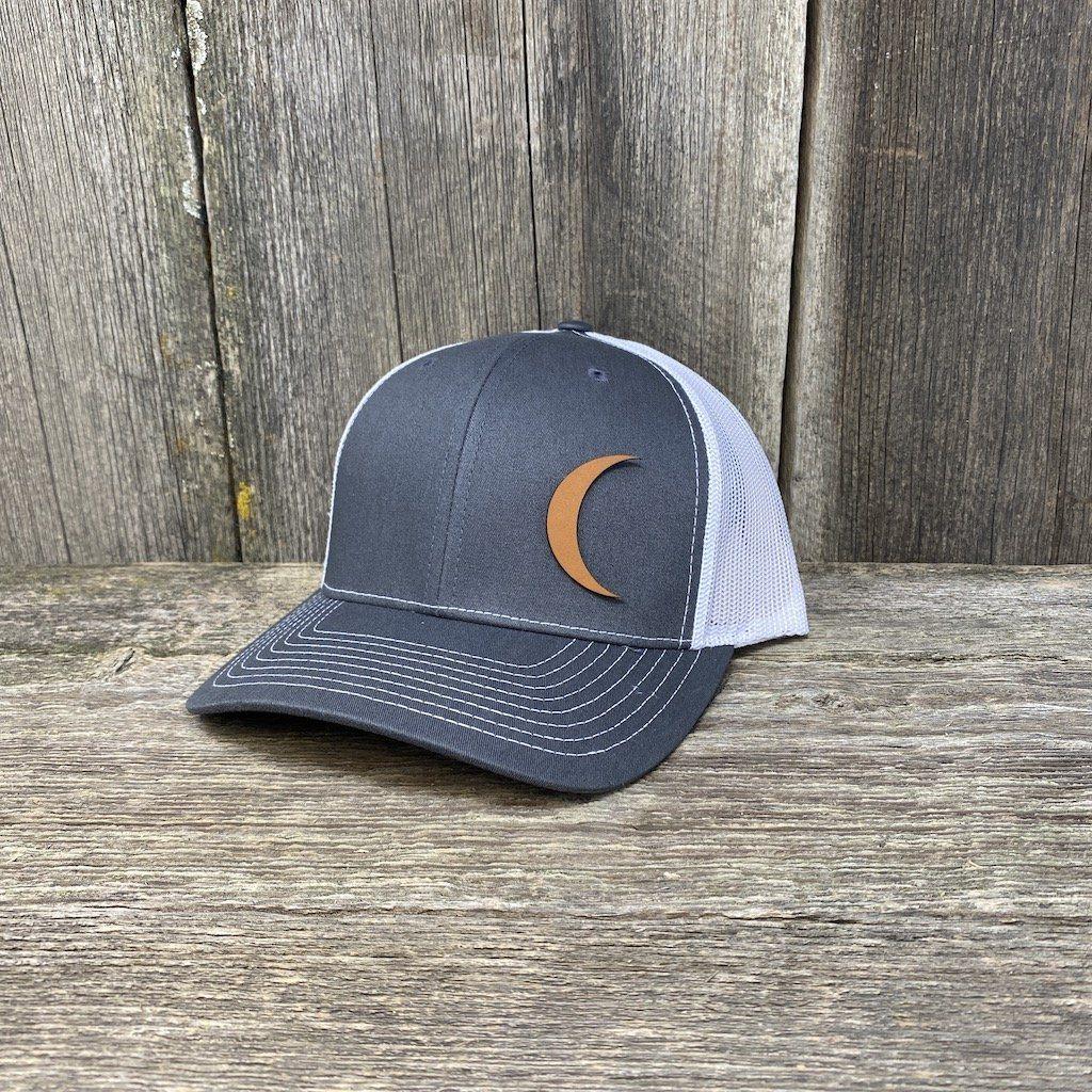 Crescent Moon Chestnut Leather Patch Hat - Richardson 112 | Hells Canyon Designs Charcoal/White
