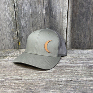 CRESCENT MOON CHESTNUT LEATHER PATCH HAT - RICHARDSON 112 Leather Patch Hats Hells Canyon Designs # Loden 