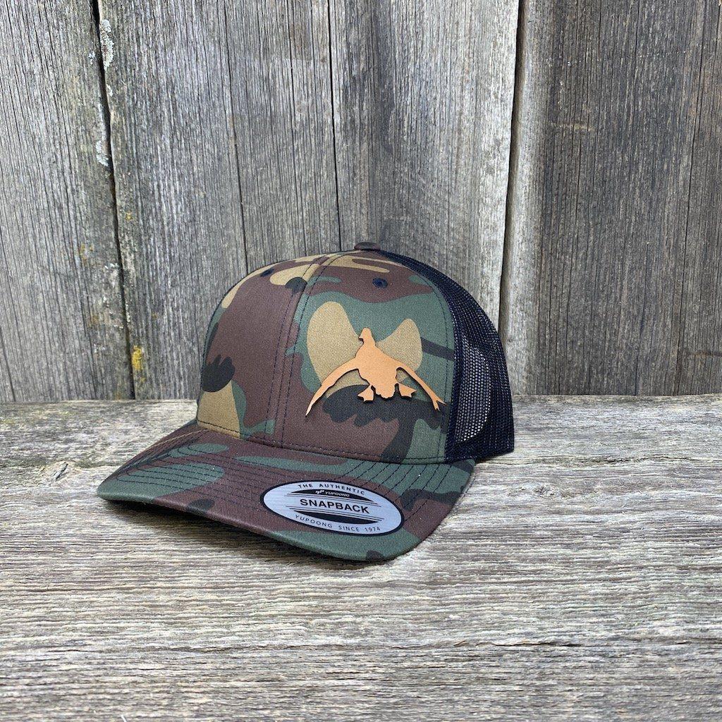 CANYON | - LEATHER CHESTNUT HUNTERS PATCH HAT - Hells DUCK Canyon HELLS Designs FLEXFIT DESIGNS SNAPBACK