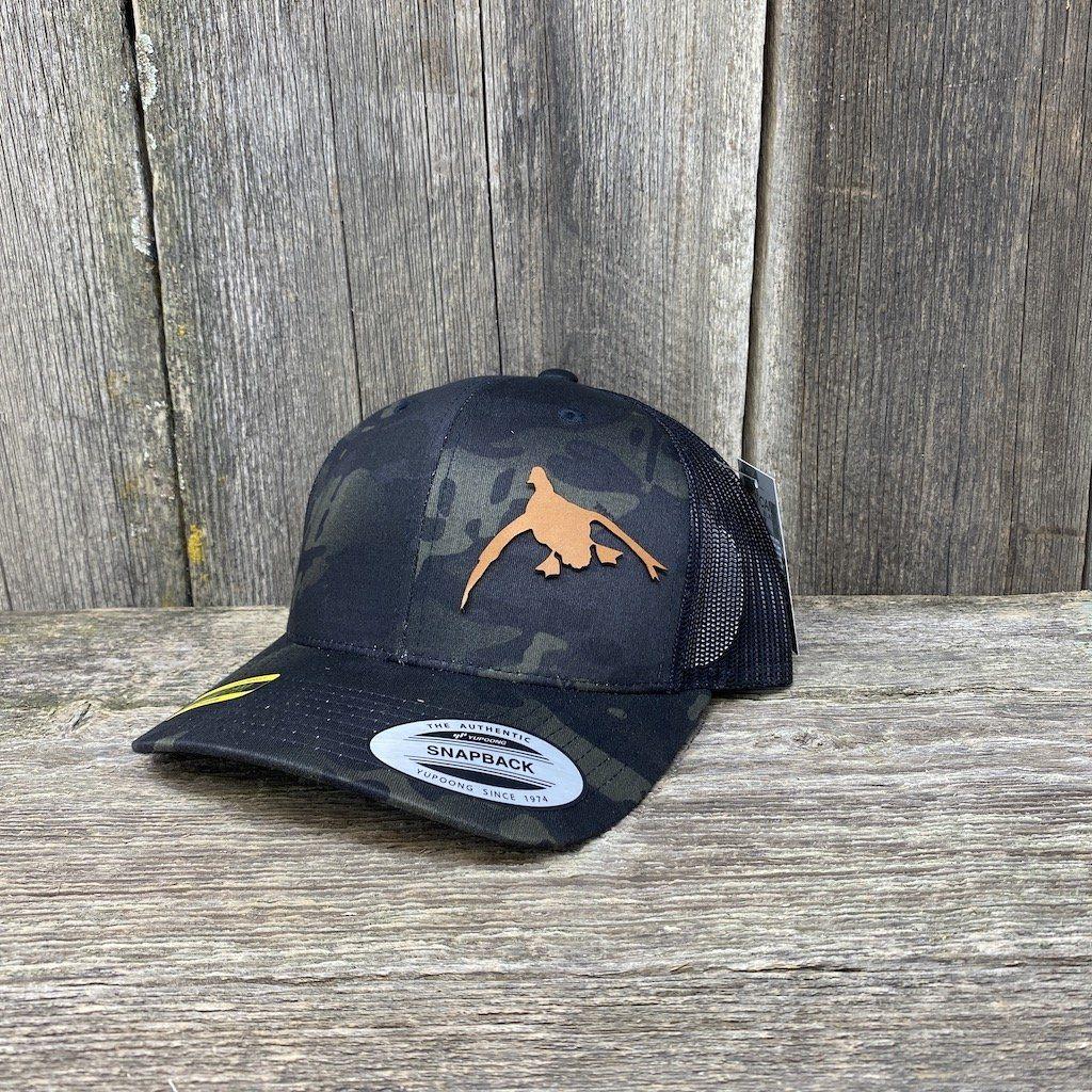 DUCK HUNTERS CHESTNUT LEATHER PATCH HAT - FLEXFIT SNAPBACK | HELLS CANYON  DESIGNS - Hells Canyon Designs