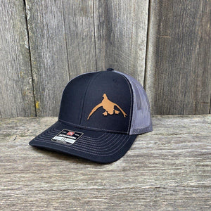 DUCK HUNTERS CHESTNUT LEATHER PATCH HAT - RICHARDSON 112 Leather Patch Hats Hells Canyon Designs # Black/Charcoal 