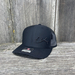 ELK HORN RICHARDSON BLACK LEATHER PATCH HAT Leather Patch Hats Hells Canyon Designs # Solid Black 