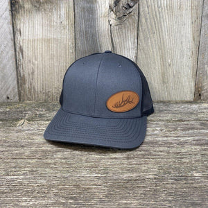 Elk Rack Hat Leather Patch Hats Hells Canyon Designs  # Charcoal/Black