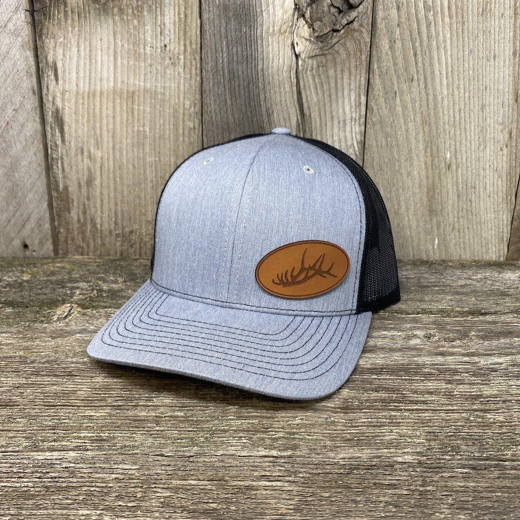 Heather Gray / Black Hat with Elk Leather Patch (Multiple Choices)