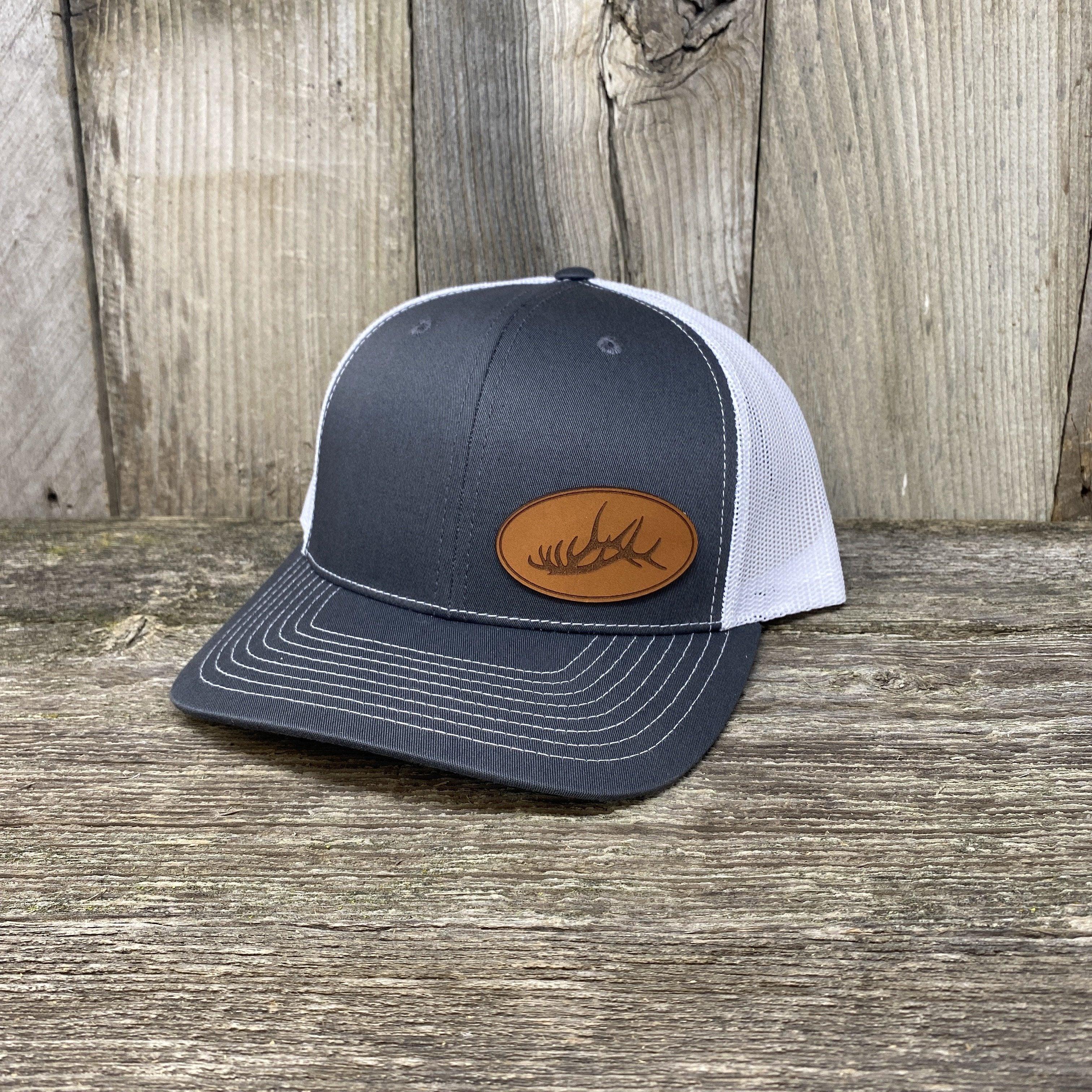 Elk Shed Leather Patch Hat - Richardson 112 | Hells Canyon Designs Heather Grey/Black