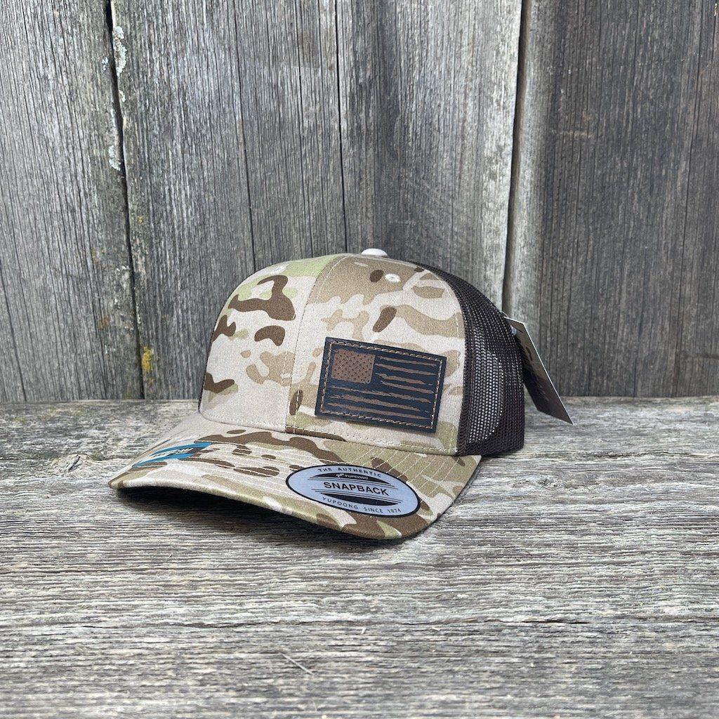 Custom Leather Patch Hat - Distressed Black/Tan