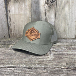 HELLS CANYON LEATHER PATCH HAT - RICHARDSON 112 Leather Patch Hats Hells Canyon Designs # Loden