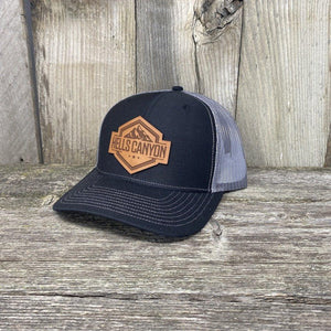 HELLS CANYON LEATHER PATCH HAT - RICHARDSON 112 Leather Patch Hats Hells Canyon Designs # Black/Charcoal