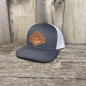 HELLS CANYON LEATHER PATCH HAT - RICHARDSON 112 Leather Patch Hats Hells Canyon Designs #Charcoal/White