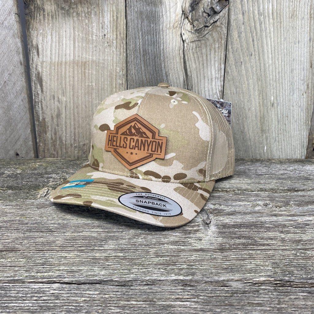 Hells Canyon Patch Hat Yupoong Leather Patch Hats Hells Canyon Designs # Moss/Khaki