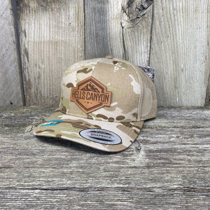 Hells Canyon Patch Hat Yupoong Leather Patch Hats Hells Canyon Designs # Arid Tan Multi-cam