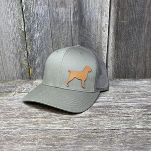 HUNTING DOG CHESTNUT LEATHER PATCH HAT - RICHARDSON 112 Leather Patch Hats Hells Canyon Designs # Loden 
