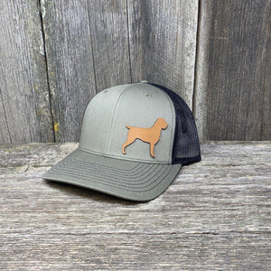 HUNTING DOG CHESTNUT LEATHER PATCH HAT - RICHARDSON 112 Leather Patch Hats Hells Canyon Designs #  Loden/Black 