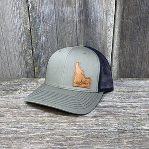 IDAHO HAT ANTLER SPECIAL EDITION RICHARDSON 112 Leather Patch Hats Hells Canyon Designs # Loden/Black 