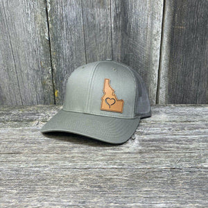 IDAHO HEART HAT - SHOW THE LOVE Leather Patch Hats Hells Canyon Designs # Loden 