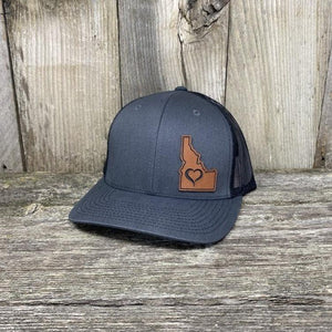 IDAHO HEART HAT - SHOW THE LOVE Leather Patch Hats Hells Canyon Designs # CharcoalBlack