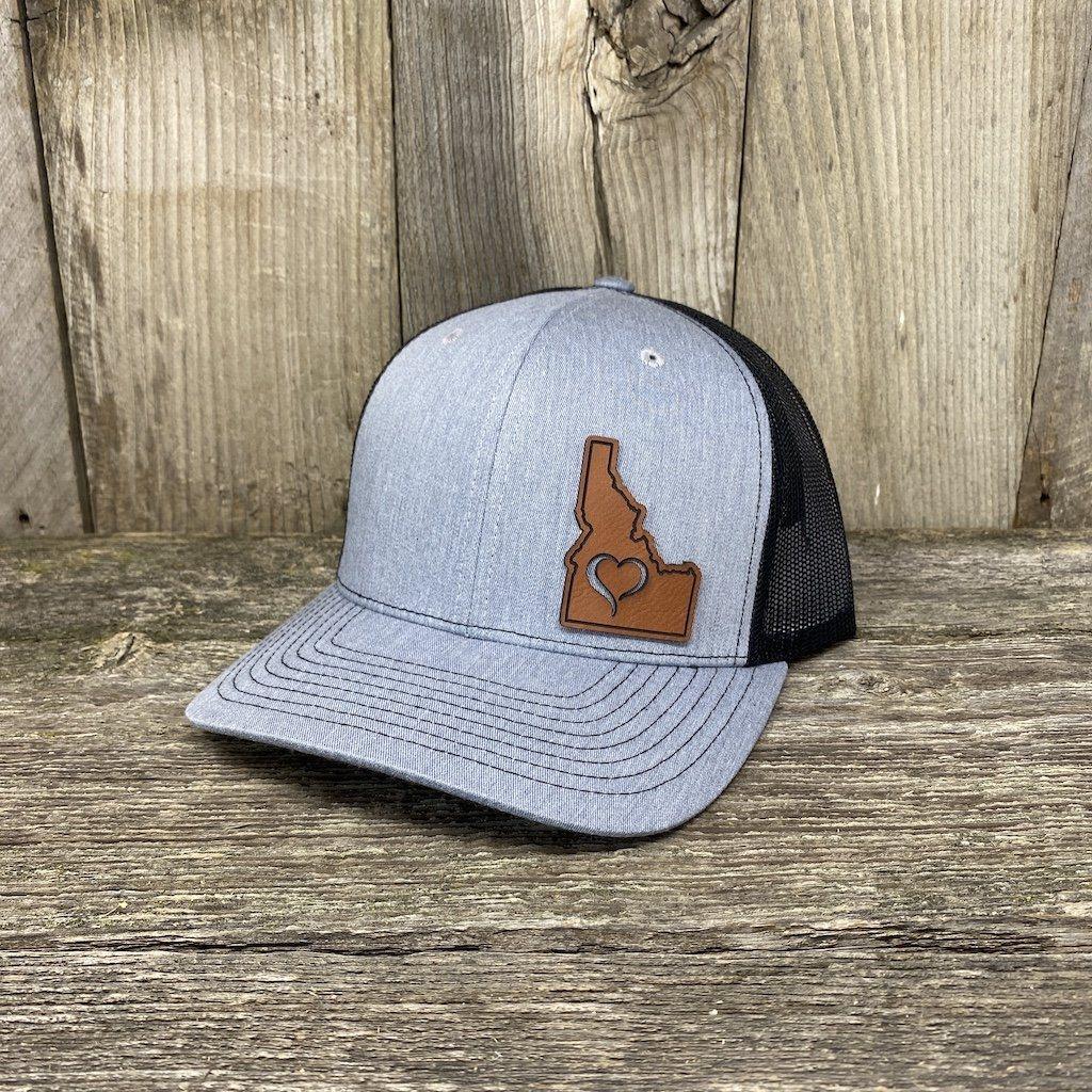 IDAHO HEART HAT - SHOW THE LOVE Leather Patch Hats Hells Canyon Designs # Charcoal/White