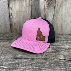 IDAHO HEART HAT - SHOW THE LOVE Leather Patch Hats Hells Canyon Designs #  Pink/Black 