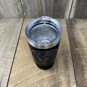 MULE DEER BLACK 20 OZ ENGRAVED TUMBLER Tumbler Hells Canyon Designs 