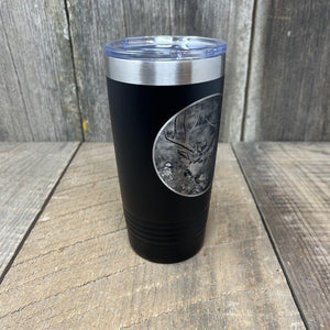 MULE DEER BLACK 20 OZ ENGRAVED TUMBLER Tumbler Hells Canyon Designs 