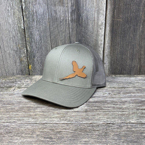 PHEASANT HUNTERS CHESTNUT LEATHER PATCH HAT - RICHARDSON 112 Leather Patch Hats Hells Canyon Designs # Loden 