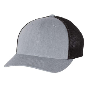 RICHARDSON 110 FLEX-FIT LEATHER PATCH HATS | HEAT PRESSED PATCHES Hells Canyon Designs Heather Grey/Black Lg/Xl 