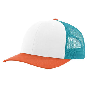 RICHARDSON 115 LEATHER PATCH HATS | HAND SEWN PATCHES Hells Canyon Designs White/Hawaiian Blue/Pale Orange 