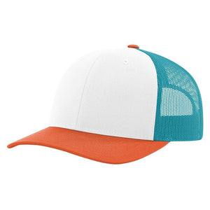 RICHARDSON 115 LEATHER PATCH HATS | HEAT PRESSED PATCHES Hells Canyon Designs White/Hawaiian Blue/Pale Orange 