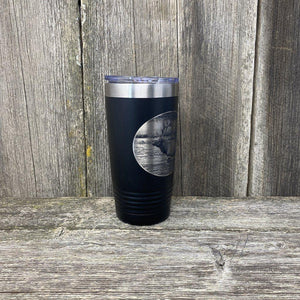 RIVER ELK BLACK 20 OZ ENGRAVED TUMBLER Tumbler Hells Canyon Designs 