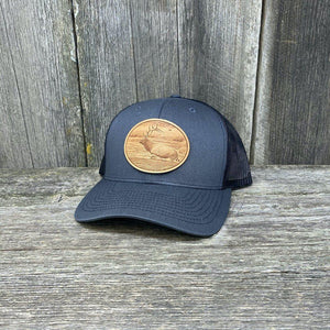 RIVER ELK LEATHER PATCH HAT - RICHARDSON 112 Leather Patch Hats Hells Canyon Designs 3 Charcoal/Black 