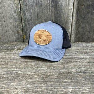 RIVER ELK LEATHER PATCH HAT - RICHARDSON 112 Leather Patch Hats Hells Canyon Designs # Heather Grey/Black 