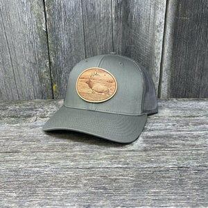 RIVER ELK LEATHER PATCH HAT - RICHARDSON 112 Leather Patch Hats Hells Canyon Designs #  Loden 